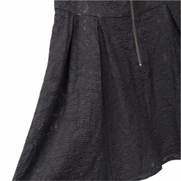 Nanette Lepore Black Jacquard Pleated Mini Skirt Back Zipper‎ Size 8 - Image 6
