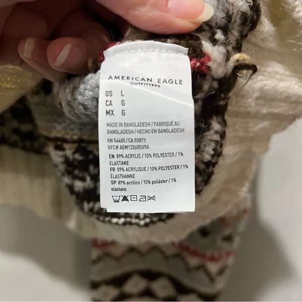 American Eagle Women’s Multicolored Cropped Cardigan Ski Sweater Size Large‎ - Image 6