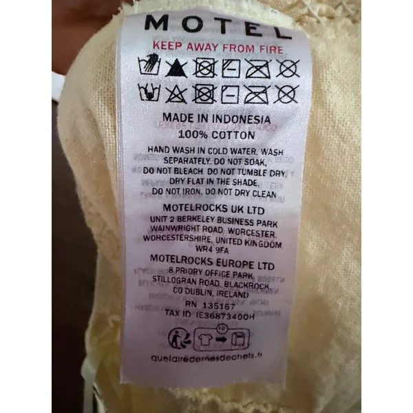 Motel Rocks Women Yellow Halter Neck Smocked Crop Top Cotton Sz M - Image 4