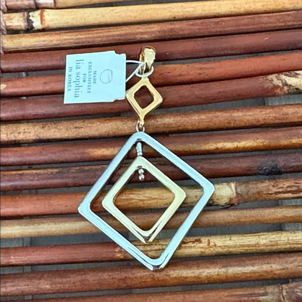 Lia Sophia Gold and Silver Geometric Necklace Pendant - Image 2