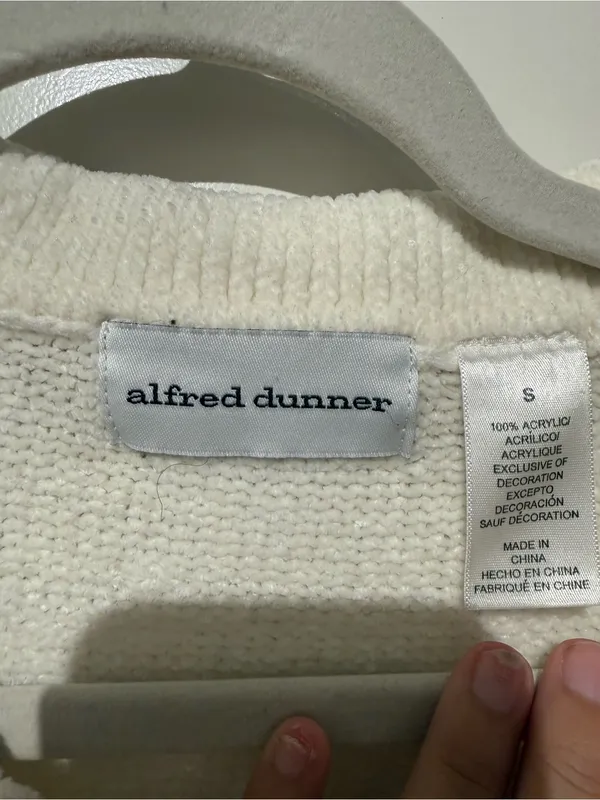 Alfred Dunner Cream Embroidered V-Neck Sweater - Image 3