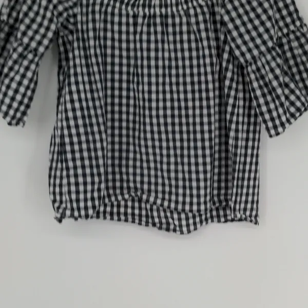 Abercrombie & Fitch Top Women’s S Black White Gingham Off Shoulder Bell Sleeve - Image 13