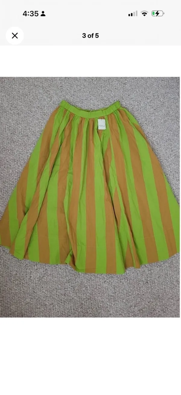 NEW Free People Lime Green & Mustard Striped Maxi Skirt XSmall - Image 2