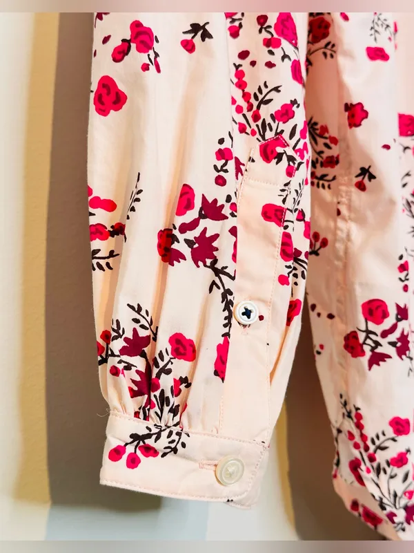 J.Crew Classic-Fit Collarless Puff Sleeve Pink Budding Floral Shirt Blouse NWT - Image 8