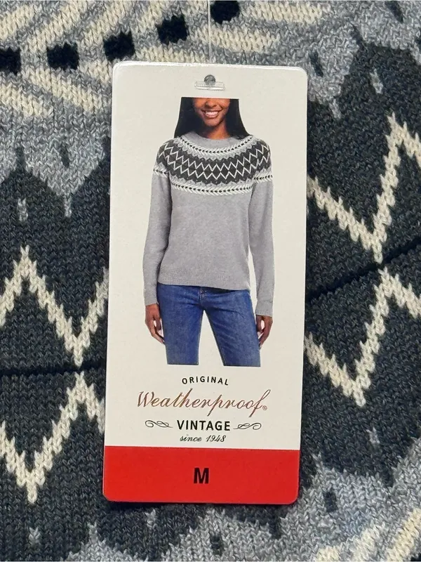 Weatherproof VintageTraditional fairisle raglan crewneck sweater Tweed yarn NWT - Image 5