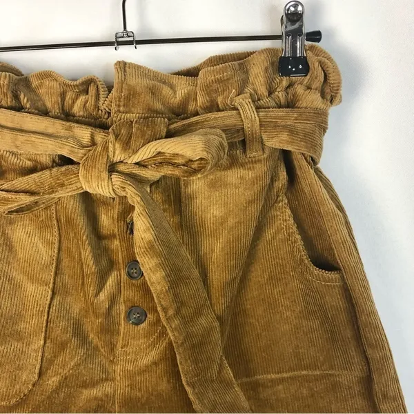 Love Tree Brown Corduroy‎ High Rise Paperbag Shorts M - Image 4