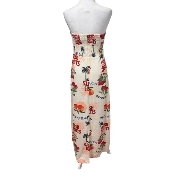 Anthropologie Paper Heart Fresh Fruits Maxi Dress Womens 4 Tropical Linen Blend‎ - Image 5
