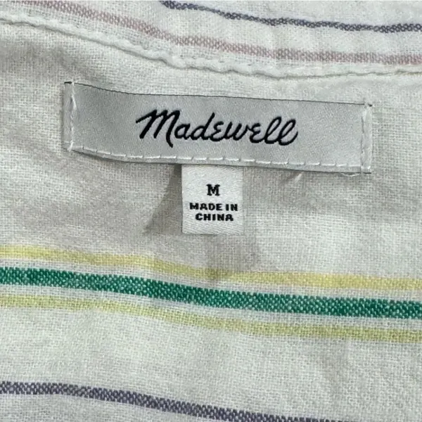 Madewell Rainbow Stripe Linen Blend Daily Shirt Women’s Medium - Image 4