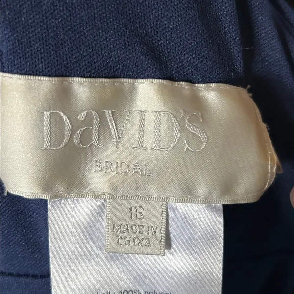 David’s Bridal Dark Blue Sequin V-Front & Back Long Dress 16 Spring‎ Wedding - Image 9