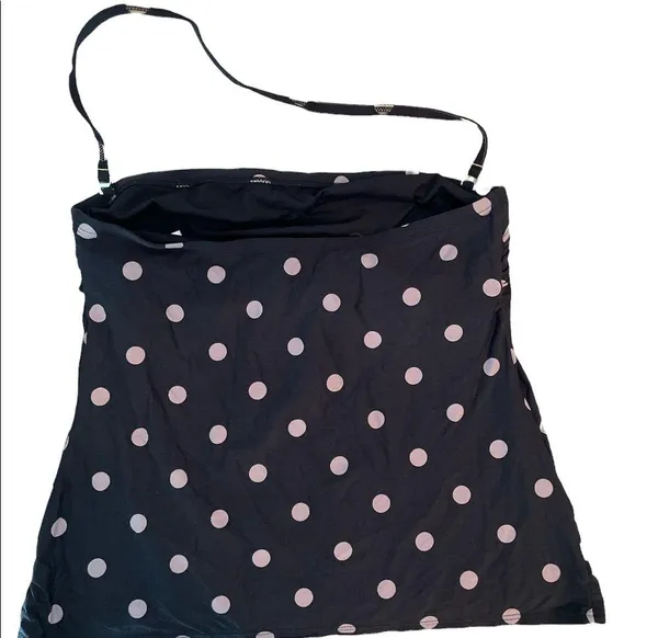 DKNY Swim Bathing Suit Top only Black with Gray Polka dots Loose Fit Small - Image 7