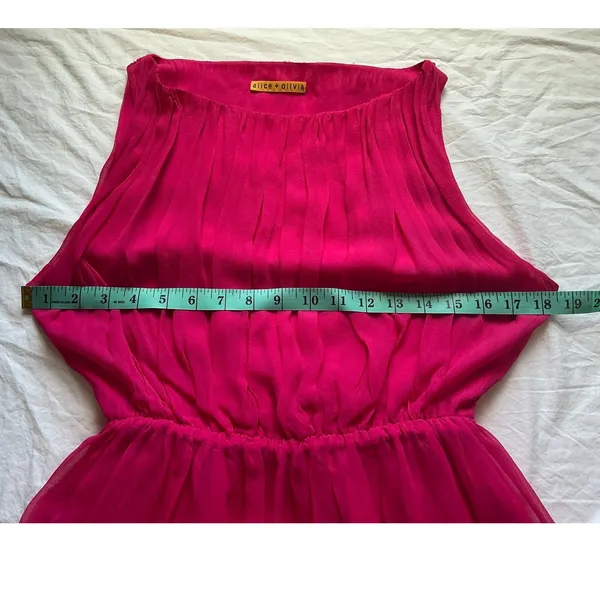 Alice + Olivia Chiffon Silk Mini Dress Small/Medium Hot Pink - Image 6