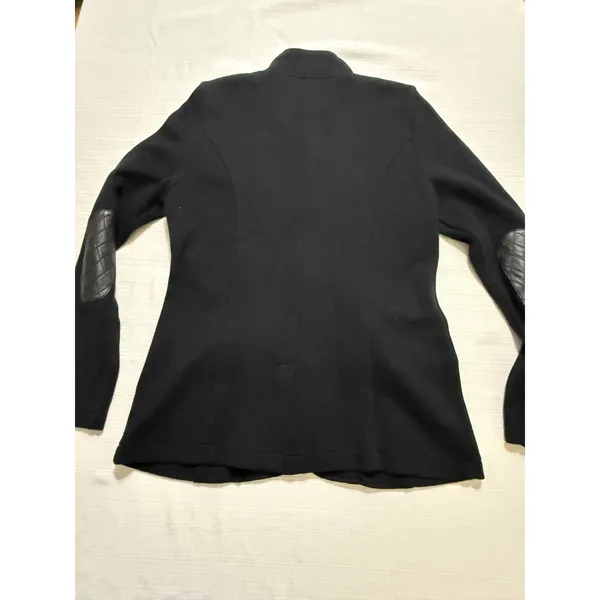 525 America Womens Black Knit Blazer Quilted Leather Patch Jacket Medium - Image 5