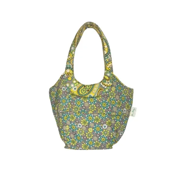 Vera Bradley Quilted "Lemon Parfait" Yellow Large Hobo Handbag Paisley‎ Bright - Image 3