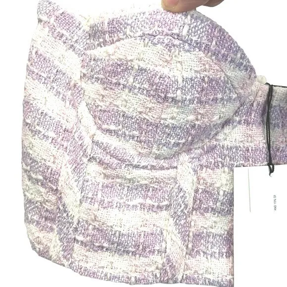 Zara Bustier Top Tweed Plaid Cropped Strapless Pink White Medium‎ NEW - Image 7