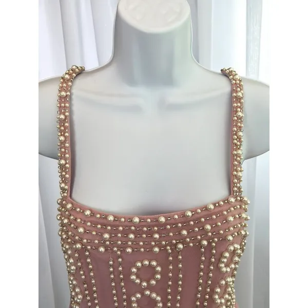 LPA Lelia beaded Mini dress bubble pink Size M - Image 5