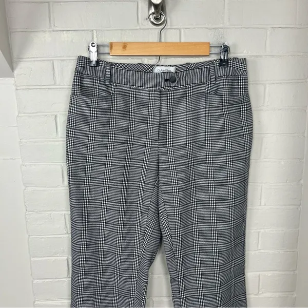 Calvin Klein Black White Houndstooth Plaid Modern Fit Trouser Pants Size 4 - Image 5