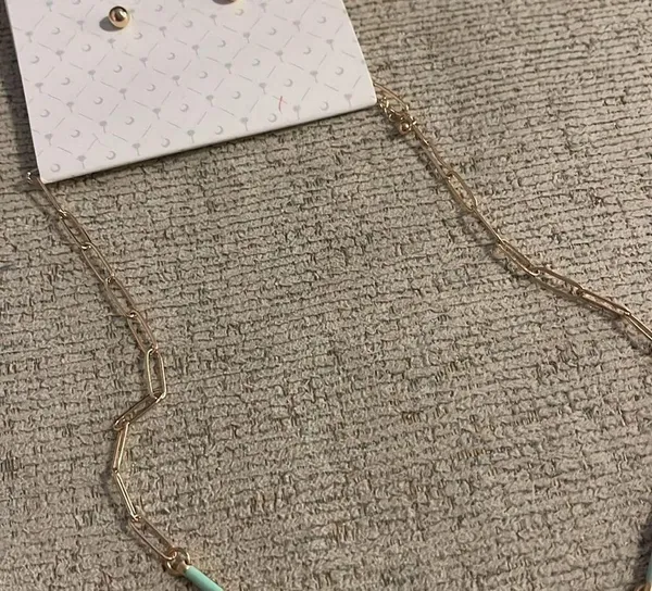 Boutique palmetto moon new necklace green chain gold w earring set - Image 3