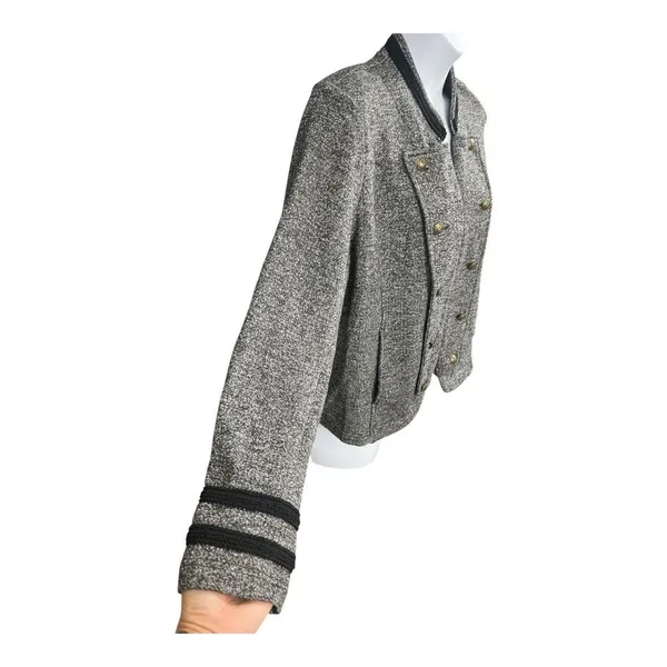 Tommy Hilfiger Grey Napoleon Military Jacket Women Size XL Open Blazer - Image 5