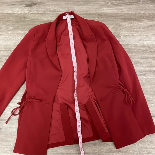 Prabal Gurung Collective Red Side Tie Tailored Blazer Size 0 - Image 8