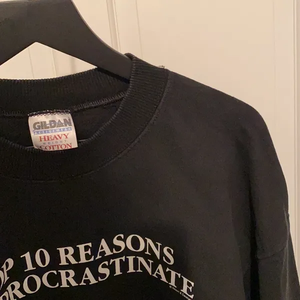 Vintage ‘procrastination’ black graphic print crewneck sweatshirt, size XL - Image 5