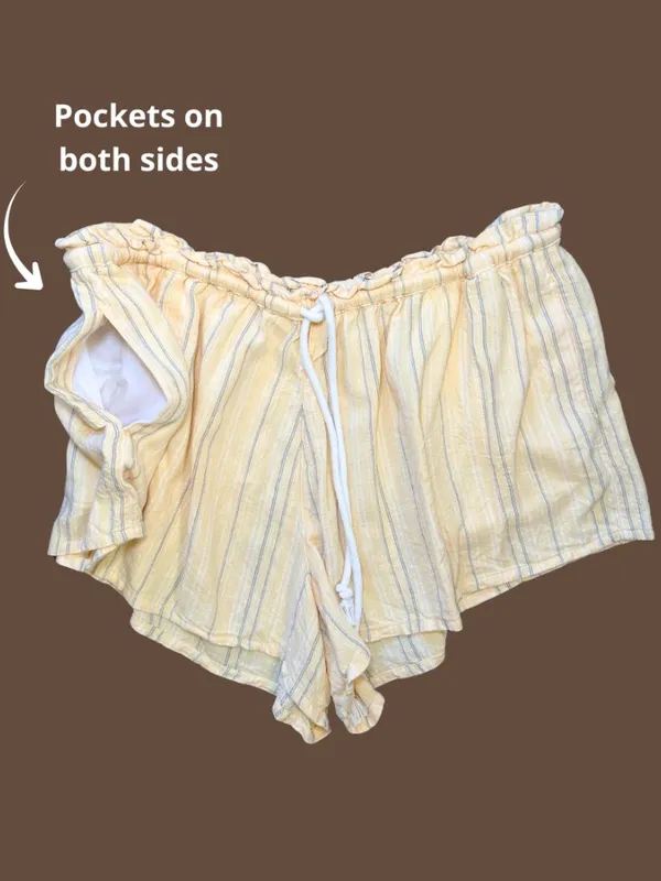 Universal Thread Yellow Striped Linen Shorts Set Size L - Image 10