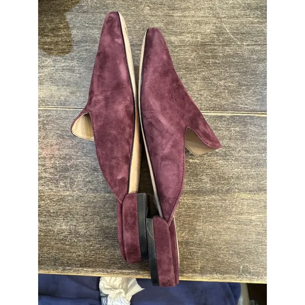 Stuart Weitzman‎ Womens Meena Mule Size 5 Loafer Slip On Flat Plum Suede - Image 4