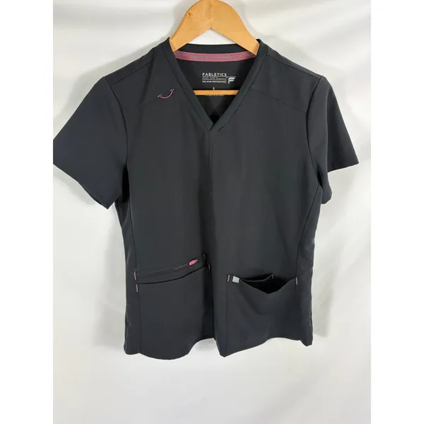 Fabletics Mode Black Short Sleeve pocket Front Scrub Top Size Small - Image 4
