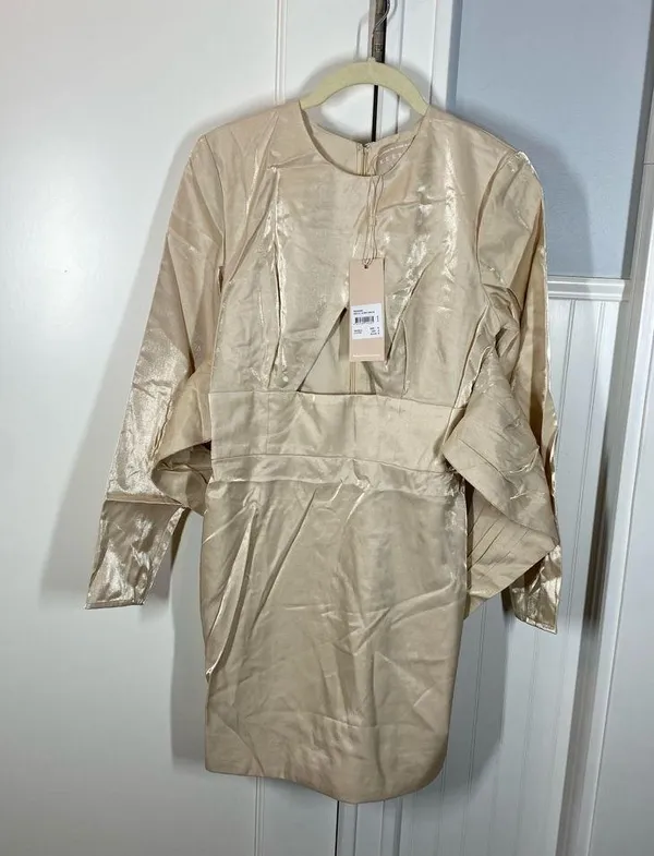 NEW KEEPSAKE emilio long sleeve mini dress in oyster size small / 4 wedding grad - Image 2
