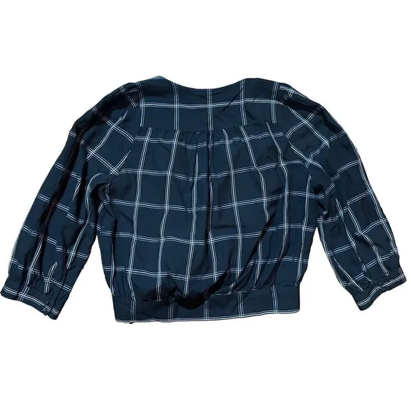 Madewell‎ Wrap Top in Windowpane sz Small black white - Image 8