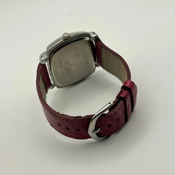 Faded Glory Square Face Dial Silver Tone Pink Band Women’s Watch Working - Image 5