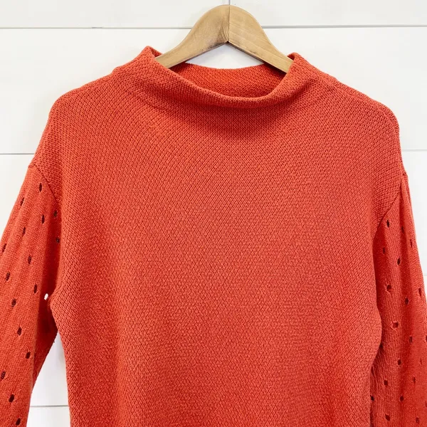 Moth Anthropologie Womens M Ceres Sweater Mockneck Burnt Orange Cottage Bohemian - Image 4