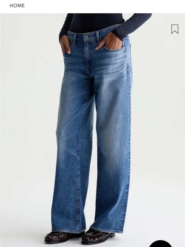 Ag Adriano Goldschmied Medium Blue Wide Leg Jeans with Faded Wash - Image 2