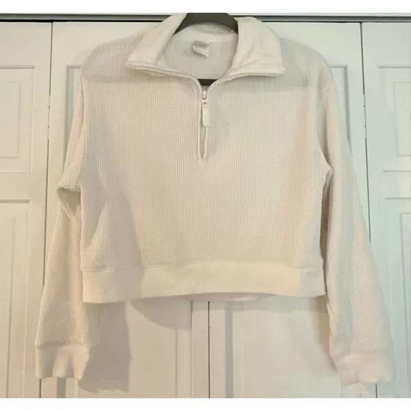 Stars Above cotton waffle cropped quarter zip pullover small - Image 8