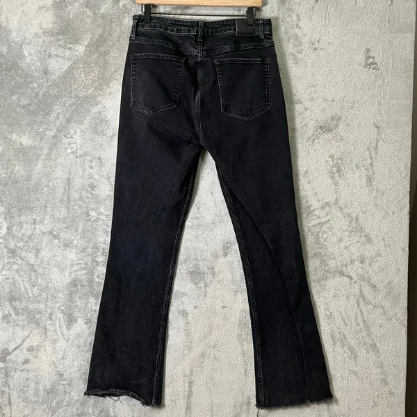 ANINE BING Roxanne Jean Black Tie Split Cuffs Raw Hems 32 Modern Chic Effortless - Image 4