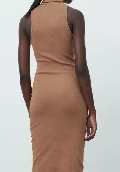ZARA Ribbed Cowl Neck Sleeveless MIDI Dress - Image 2