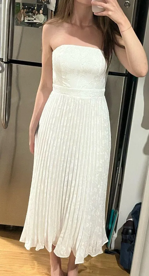 Lulus ivory jacquard strapless midi dress - Image 4