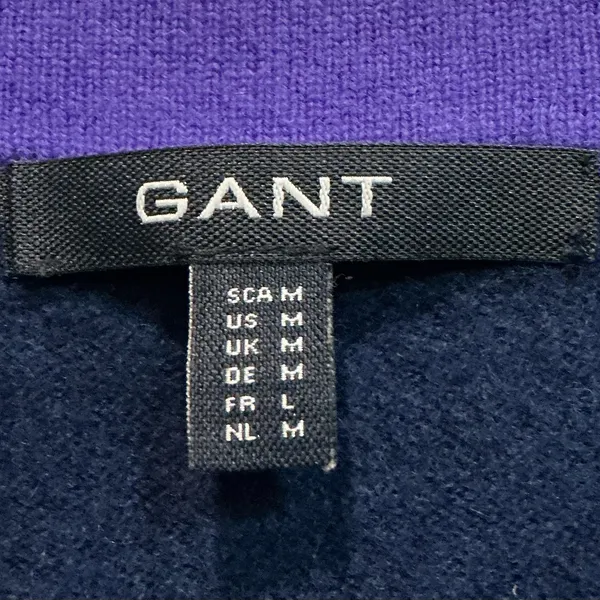GANT Extra Fine Wool Sweater‎ Vest Navy Purple Trim Preppy Heritage Knit M - Image 3