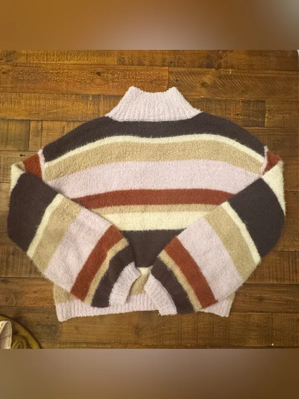 LOUNA‎ Multi Stripe High Neck Sweater Pink Size L - Image 4