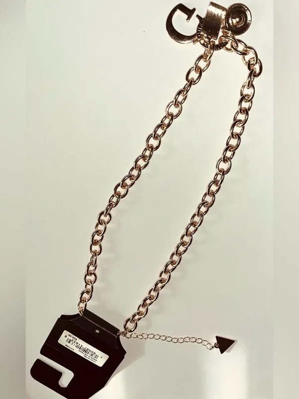 🔴GUESS Silver Crystal Charm Link Necklace - Image 2