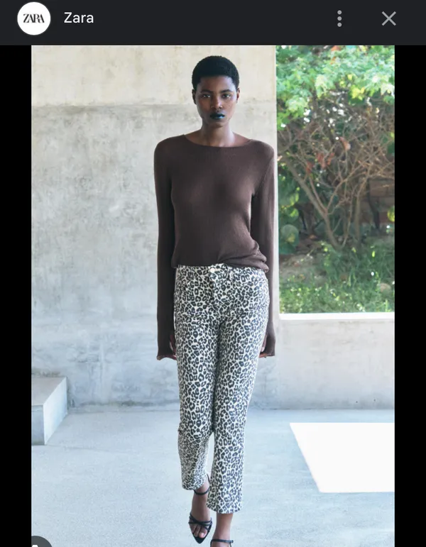 Zara Leopard Print Straight Leg Jeans - Image 4