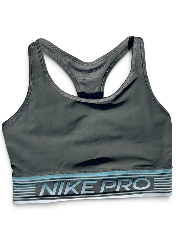 Nike Pro Swoosh Mesh Medium Support Padded Sports Bra Grey Teal Size Large - Image 2