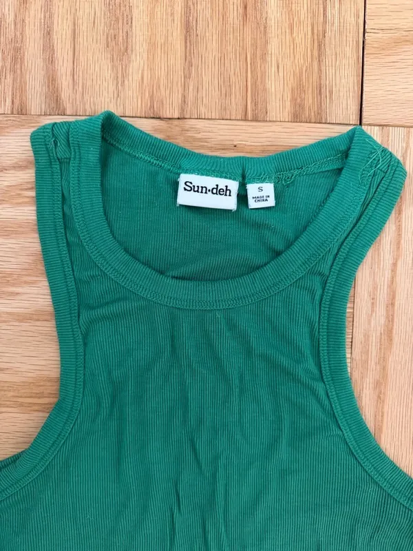 Aritzia Sundeh Honor Hip Tank - Green Ribbed Tank Top - Image 8