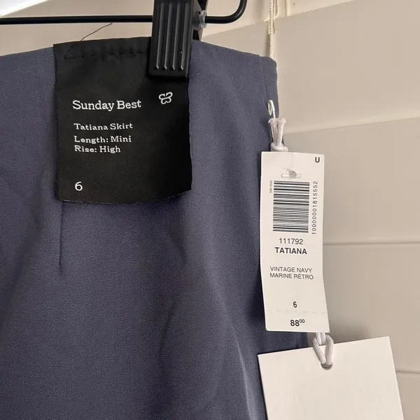 Aritzia Sunday Best Tatiana Mini Skirt Navy Preppy Size 6 NWT - Image 5