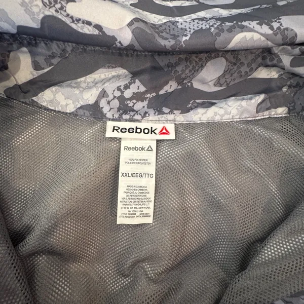 Reebok 1/2 Zip Jacket Women's XXL Gray Camo Pullover Lightweight Windbreaker - Image 3