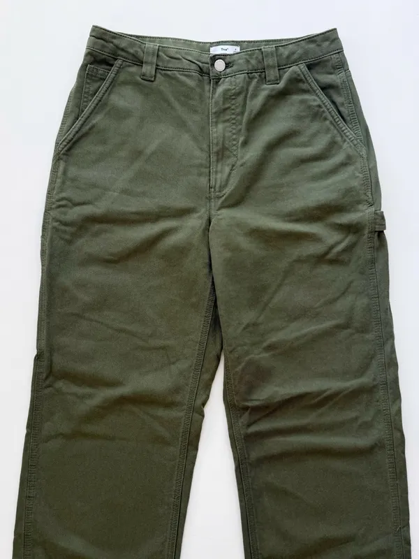TNA Aritzia Greenwich Pant High-Waisted Carpenter Twill Olive Green Size 8 - Image 4