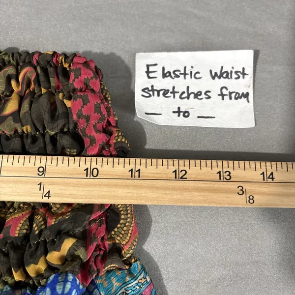 Henna Silky Mini Skirt Size Small Panel Shirred Dopamine Rave Festival Gypsy - Image 8