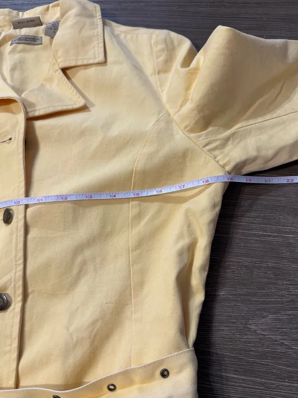 Vintage Ruff Hewn Sunny Yellow Trench Coat with Studded Belt - Image 5