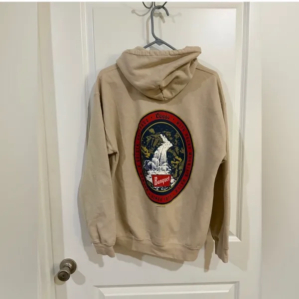Coors Banquet Beige Graphic Hoodie (Size M) - Image 3