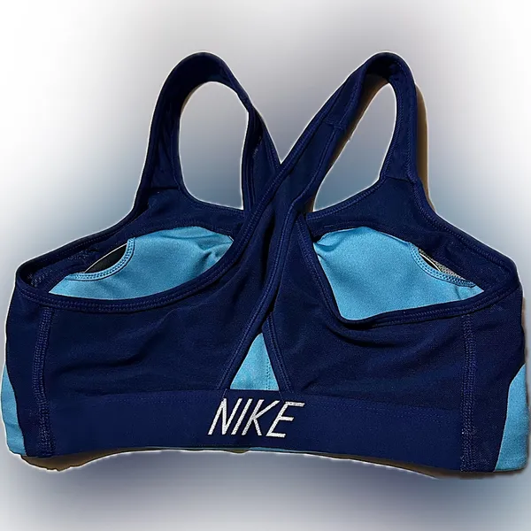 Nike Lg Dry-Fit Two Tone Blue Sports Bra - Image 5