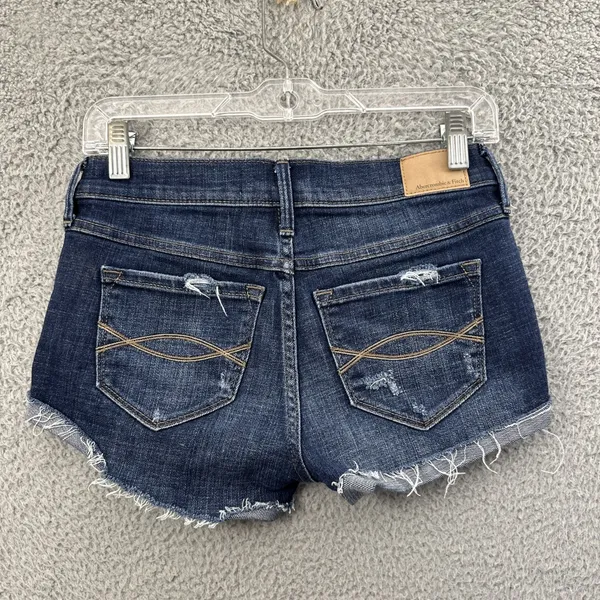 Y2K Abercrombie & Fitch Low Rise Denim Jean‎ Shorts 2" Cuffed Distressed Women 2 - Image 2